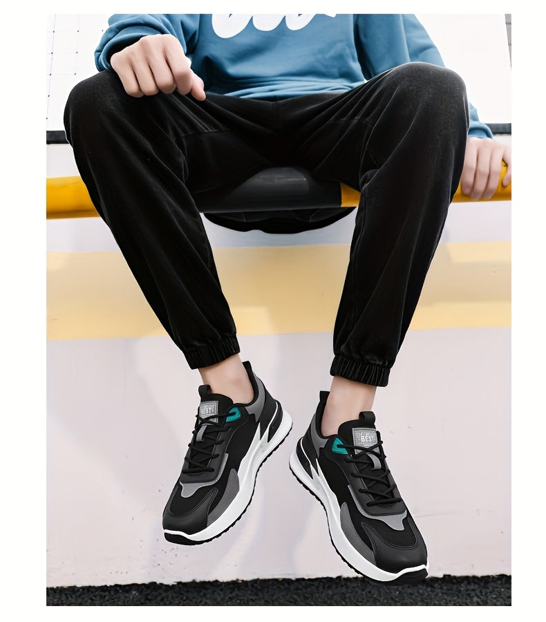 1pc Men'S Cross-Training Shoes | Large Size Casual sneakers for Running and Outdoor Activities, Fashionable, Lightweight, All-Season, Fabric Upper and Sole, PVC Sole, Lace Closure - Warrenxilu - ayq