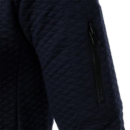 Men's Casual Full Zip Bomber Jacket, Warm Comfy Blouson Jacket For Autumn And Winter Outdoor Activity