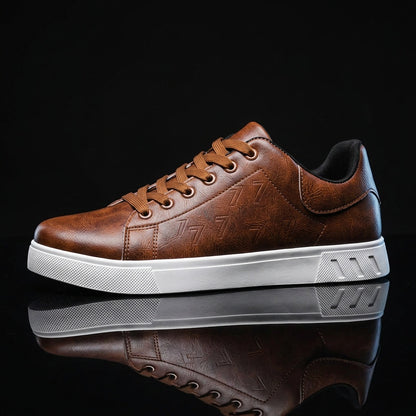 Men's Casual Lace-Up Sneakers with Durable Soft Sole, All-Season