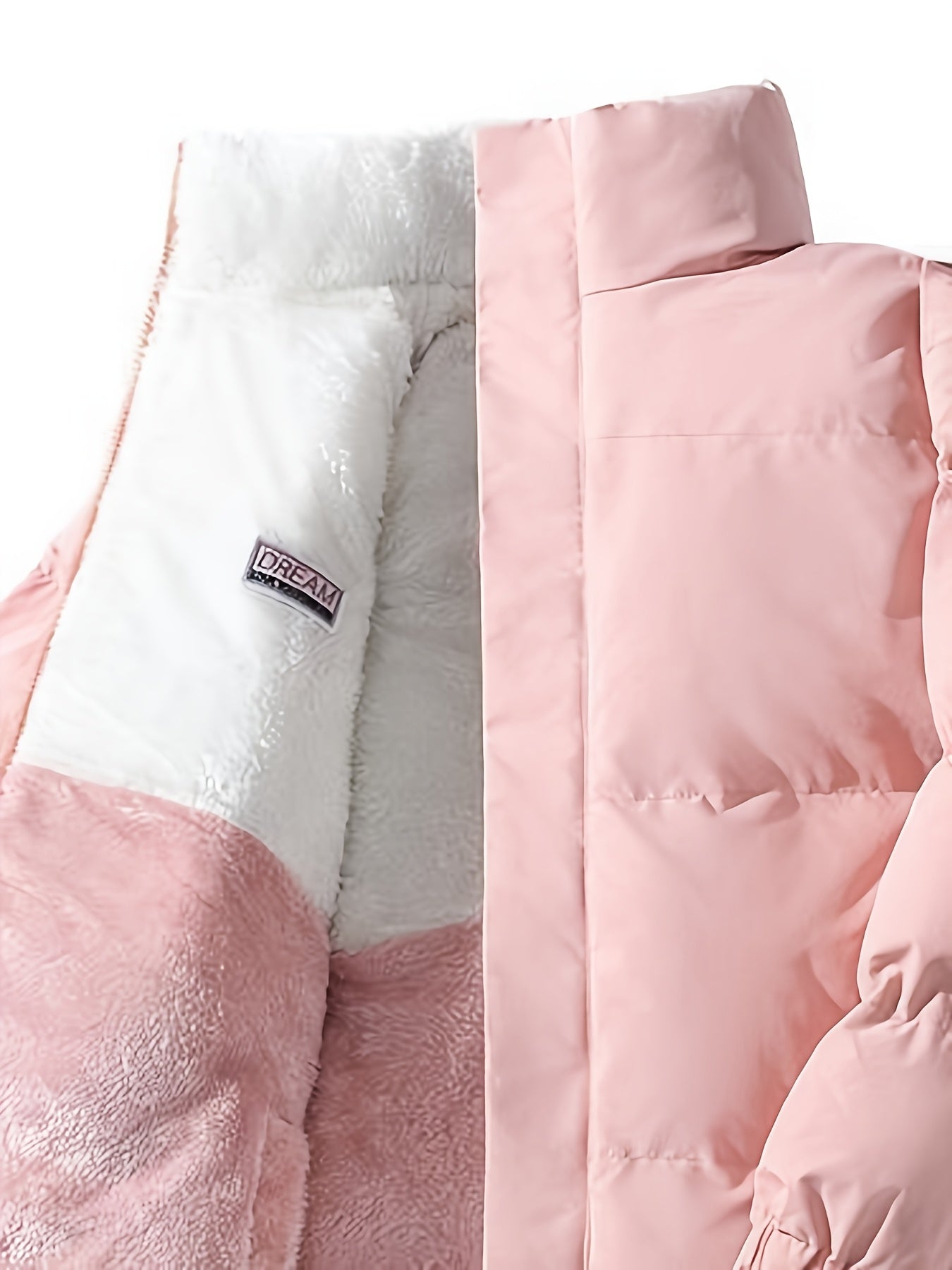 Տղամարդու երկկողմանի բրդյա ծածկույթով հաստ բաճկոն՝ առօրյա կանգնած օձիքով՝ տառերի տպագրությամբ, սովորական չափսերով, գրպաններով, պոլիեսթերային լցոնով, բազմակողմանի աշուն/ձմեռ համար, ձմեռային բաճկոն