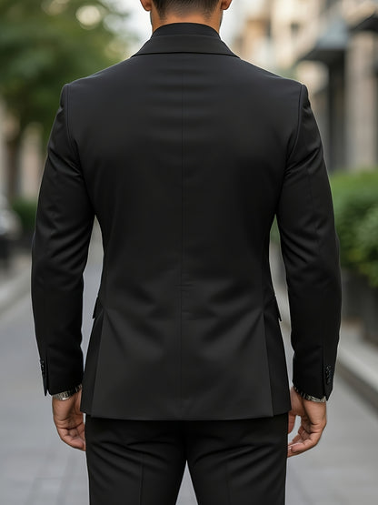 Men's Classic Two-Piece Polyester Suit Set for Formal Wear