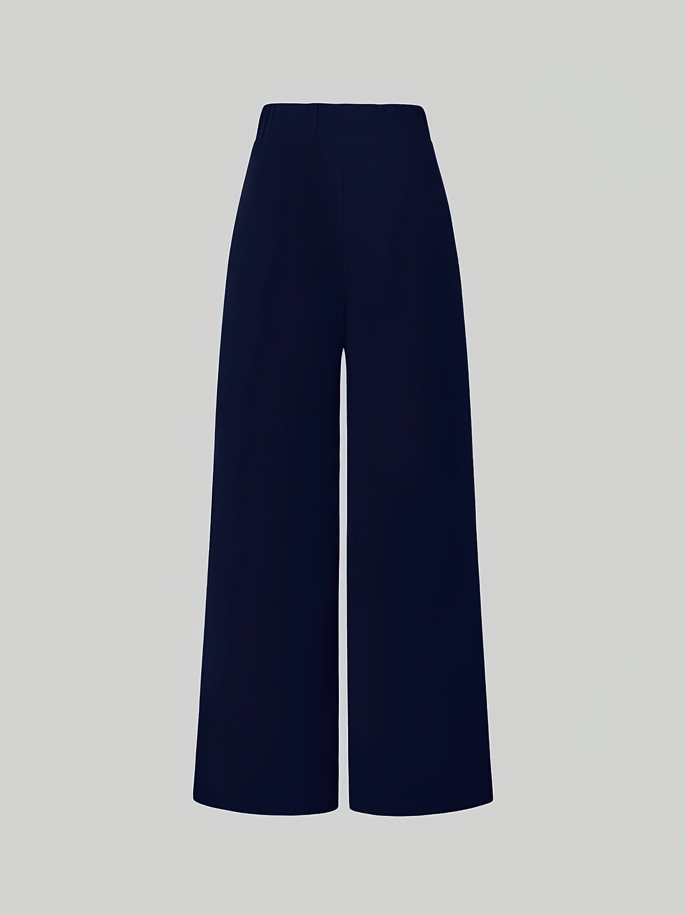 Elegant Wide-Leg Stretch Pants for Women - Solid Color, All Season