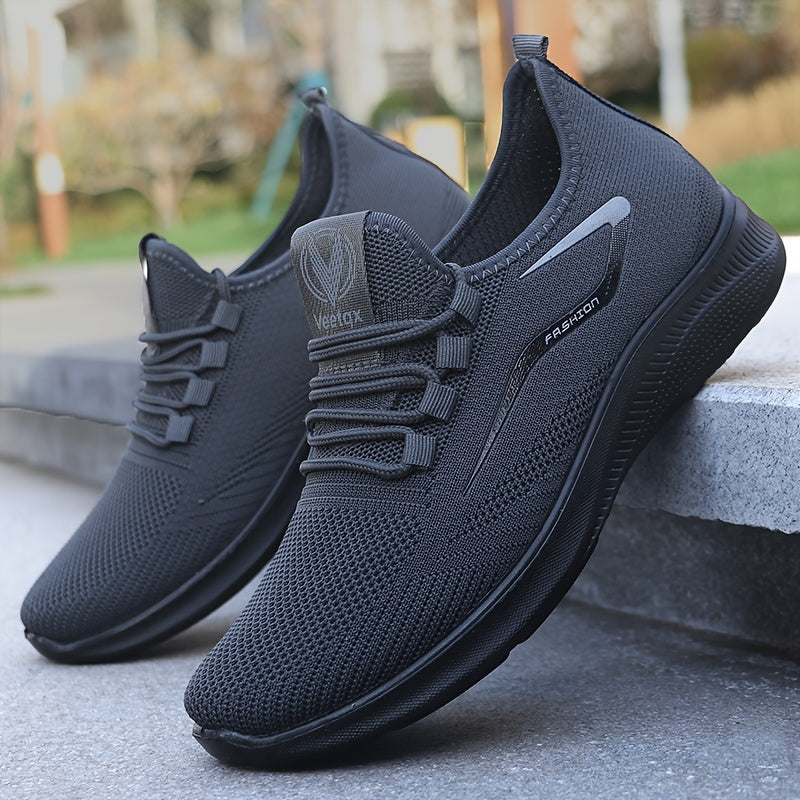 Solid Breathable Durable Sneakers For Outdoor Jogging - Men's Comfy Training Shoes