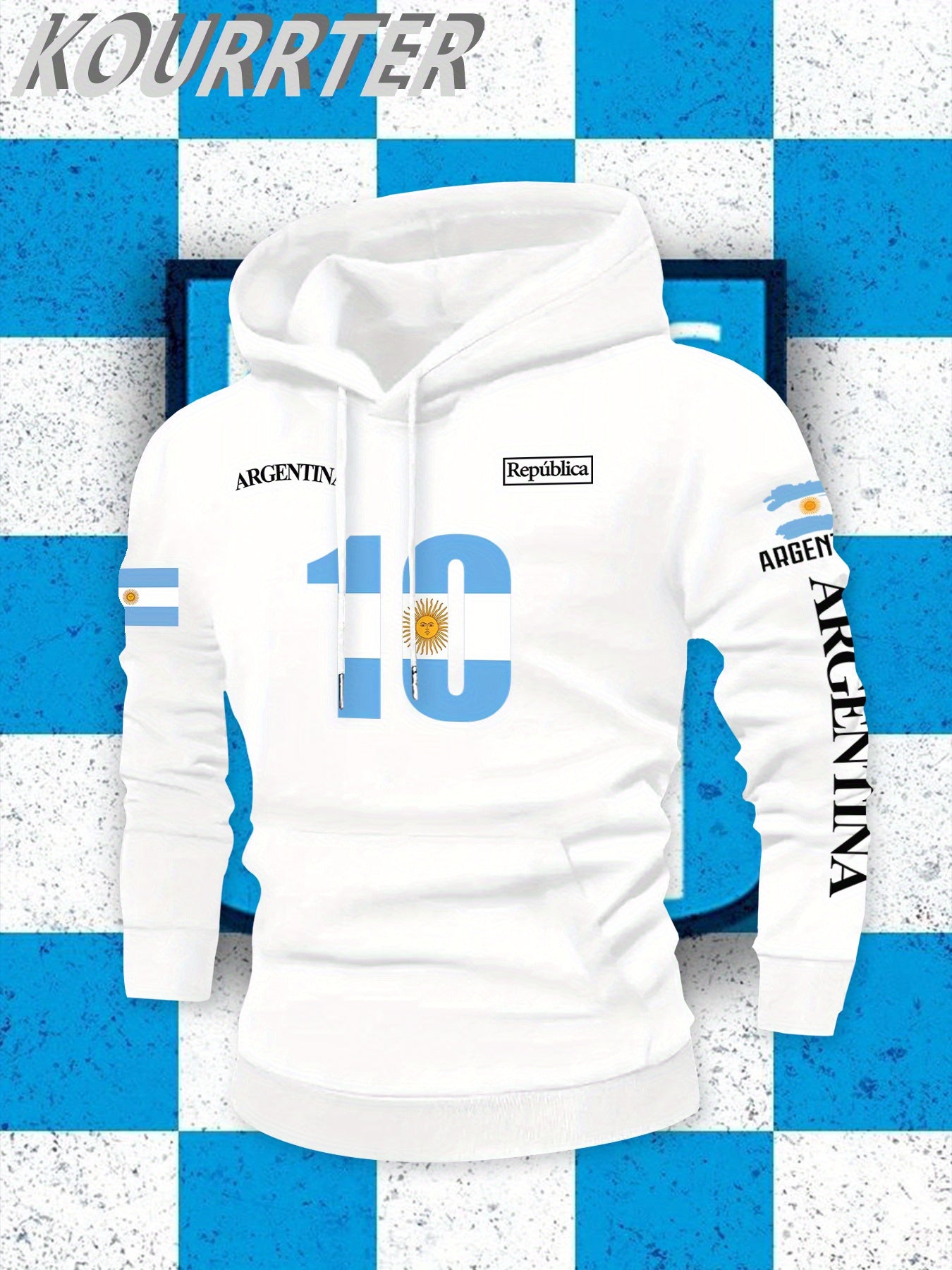 Men's Argentina Flag Hooded Sweatshirt - Casual Winter Pullover