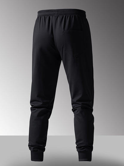 Men's Tapered Polyester Pants with Pockets and Zipper