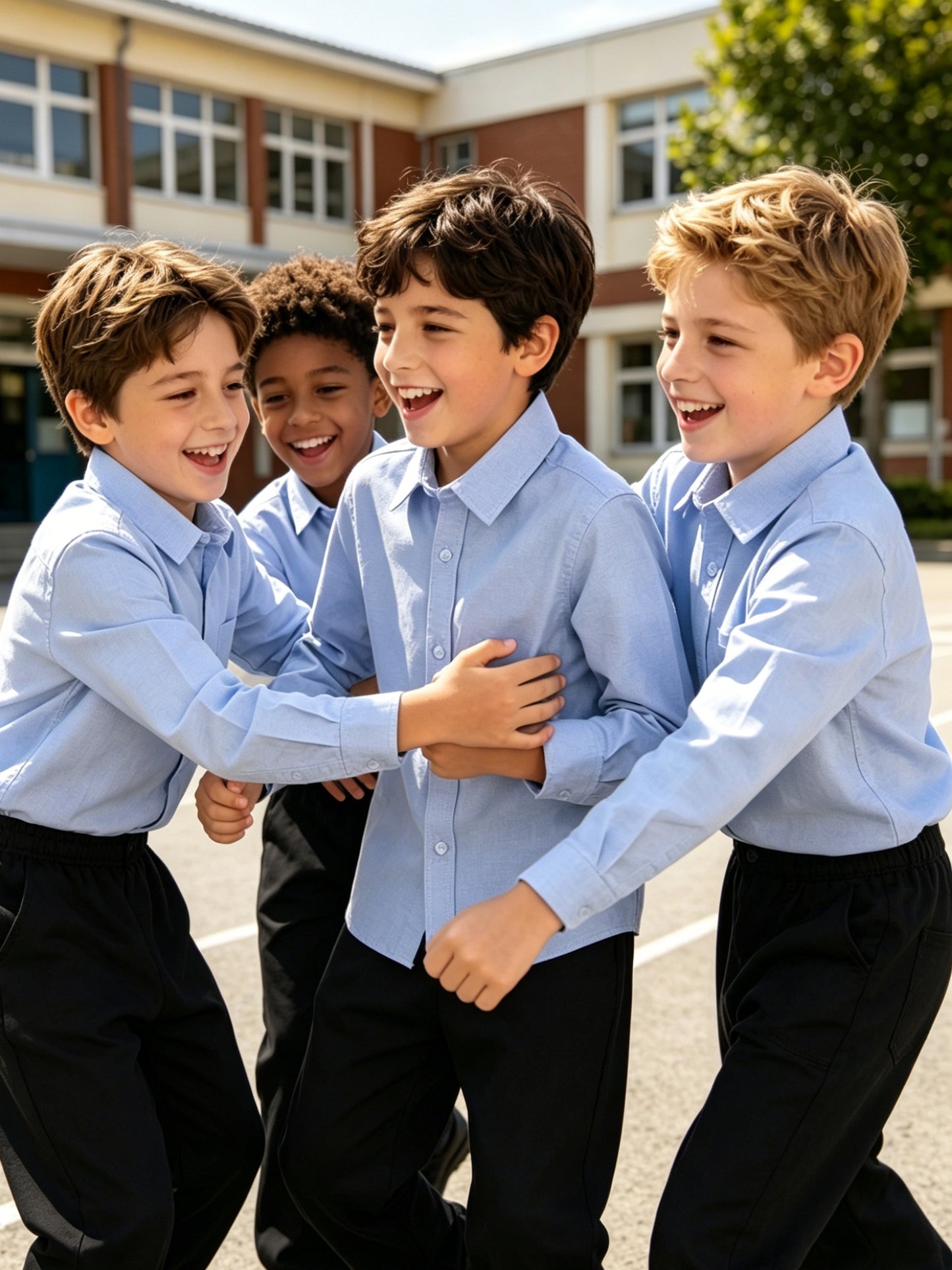 Boys' White Long Sleeve Dress Shirt for School Uniforms