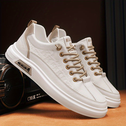 Men's Casual Shoes With Elastic Lace Breathable Skateboard Shoes, Comfy For Outdoor Walking Traveling All Seasons