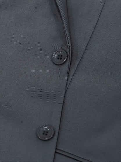 Men'S Solid Color Polyester Work Suit - Classic Lapel Collar, Non-Stretch Fabric, Long Suit Sleeves, Four-Season Versatility, Button-Front Jacket with Pants - Regular Fit Woven Suit Set (80% Polyester, 20% Viscose)