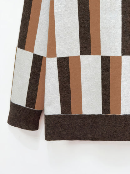 Men'S High-Neck Knitted Pullover Sweater - Striped Color-Blocking Stylish Casual Knit Top for Men - Sweater for Back-To-School Season And Holiday Gatherings