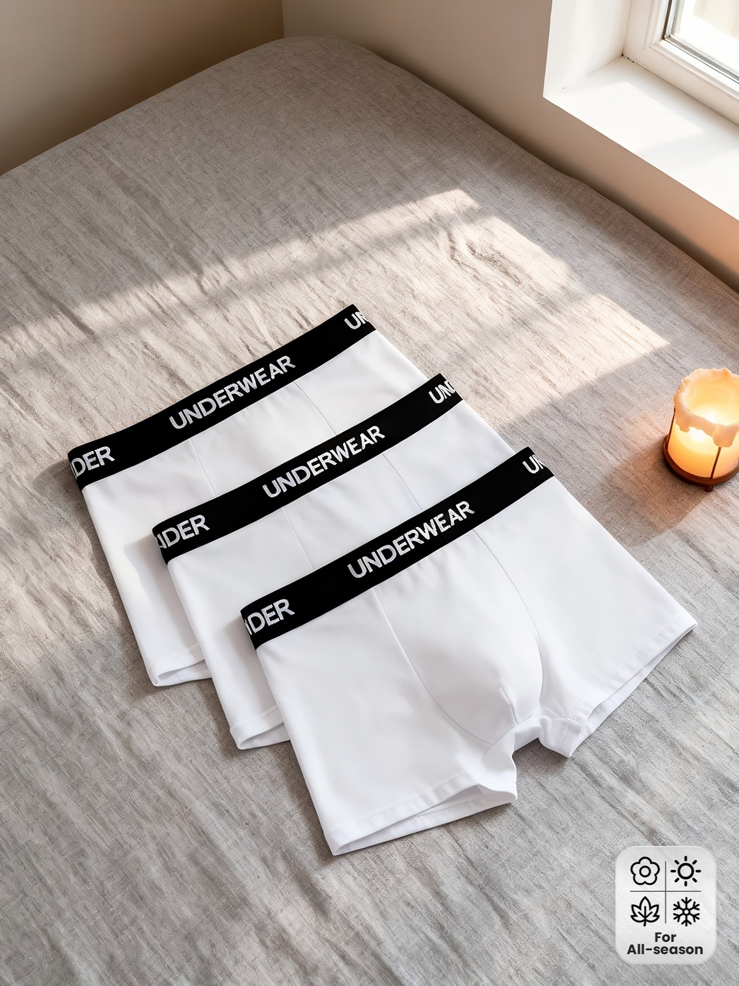 Men's Comfortable Solid Color Stretch Polyester Underwear 3-Pack