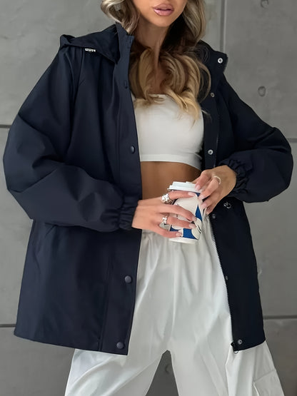 Աշնանային և ձմեռային կանացի նորաձև միագույն քամուց պաշտպանիչ բաճկոն