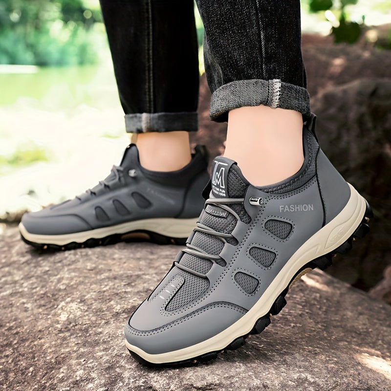 Men's New Season Running Footwear - Casual Athletic Sneakers, Brown with White Accents, Comfortable Soft Sole