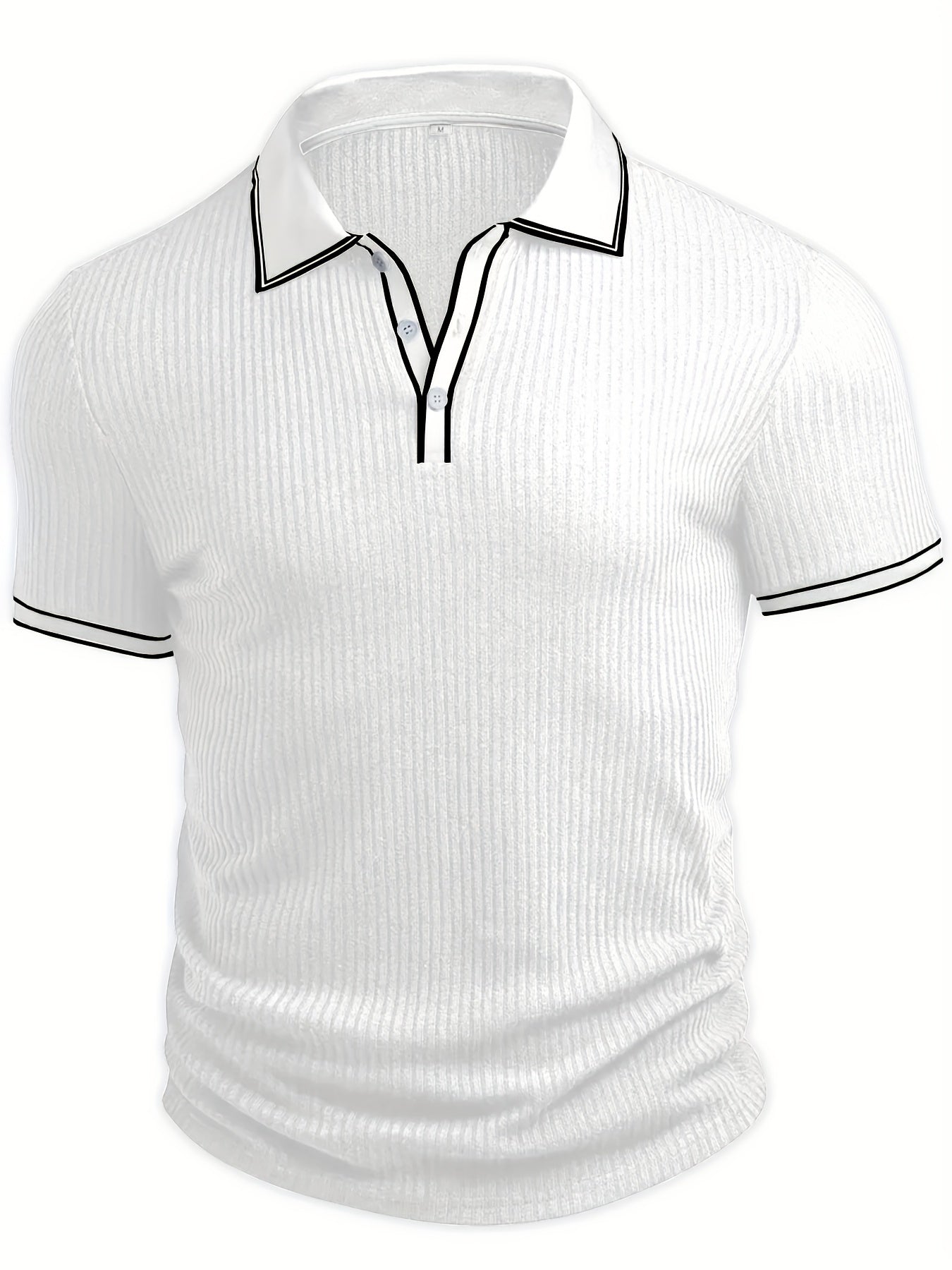 Men's Summer Casual Polo Shirt with Contrast Collar