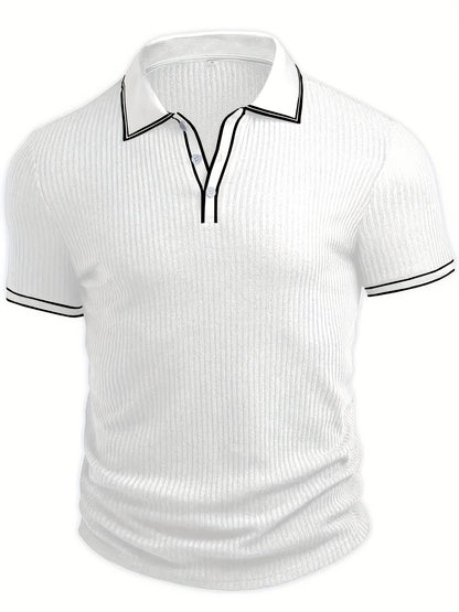 Men's Summer Casual Polo Shirt with Contrast Collar