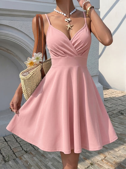 Women's Elegant Spaghetti Strap Fit and Flare Dress