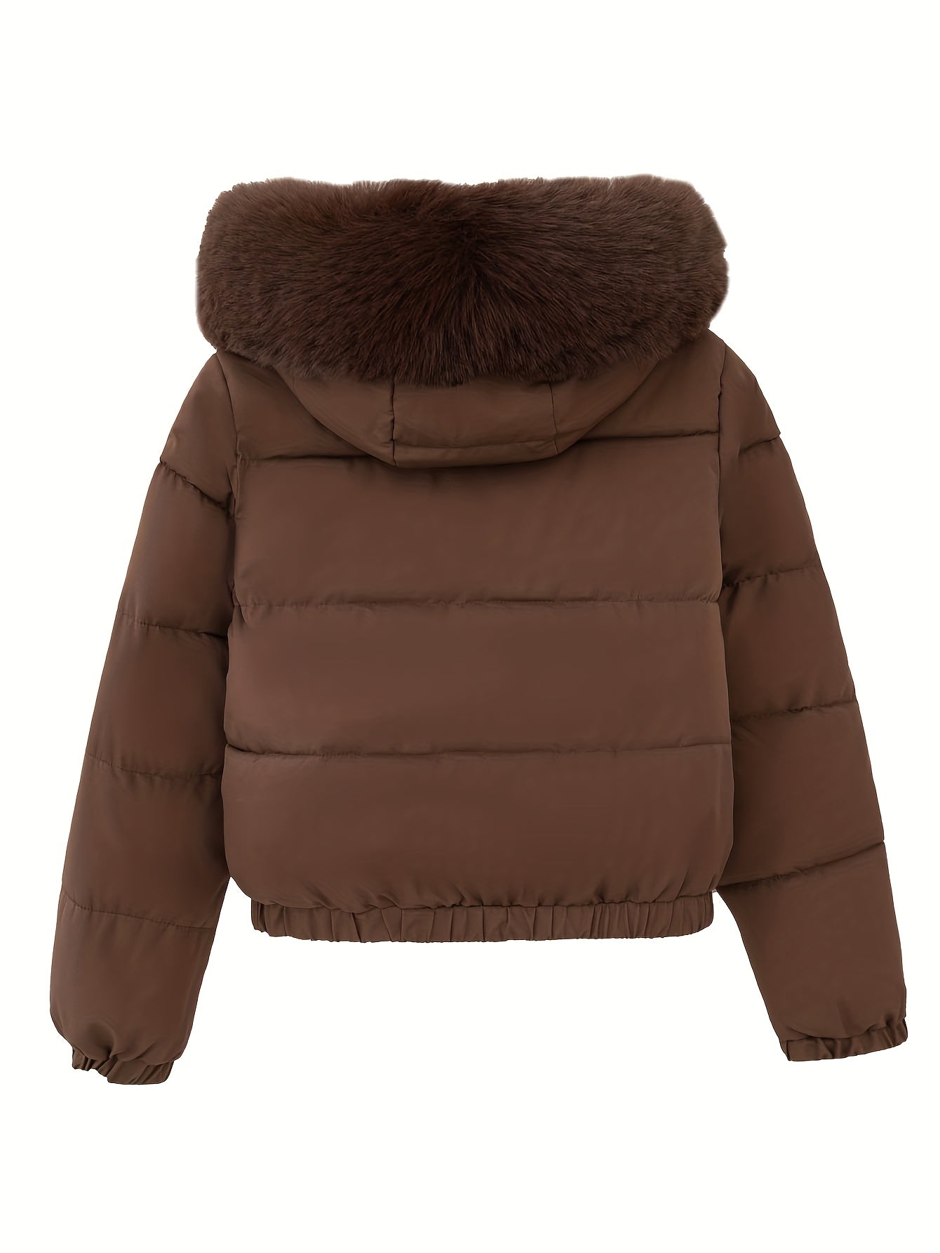 Women'S Winter Coat with Removable Faux Fur Hood - Thickened Loose Fit Long Sleeve Jacket, Zippered Pockets & Button Front, Casual Solid Color Outerwear for Cold Weather, Cozy Warmth, Buttoned Closure, Durable Fabric