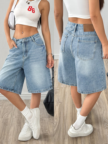 Women’s Casual Wide-Leg Denim Bermuda Shorts for Spring/Summer
