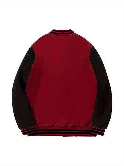 Men's Los Angeles Logo & Greek Letter Jacket - Oversized Loose Fit Baseball Collar Button-Front Coat with Number 27 Back Print, All-Season Casual Sportswear (Hand Washable) - -Themed Outerwear for Fans