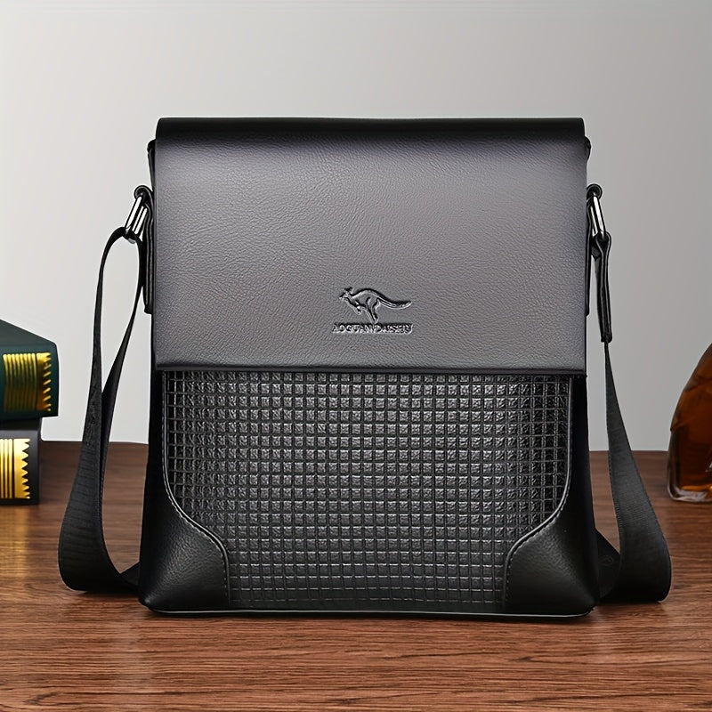 Men'S Stylish Casual Shoulder Crossbody Bag, Small Faux Leather Satchel.