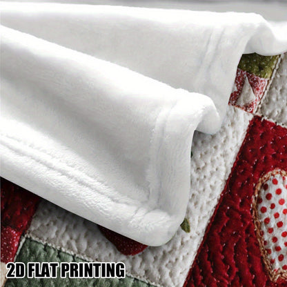 1pc Soft Holiday Flannel Blanket - Cozy Christmas & New Year'S Design with Snowflakes, Stockings, Hearts - All-Season Throw for Couch, Bed, Chair, Living Room, Office - Perfect Gift For Home Decor, Christmas Blanket, Festive