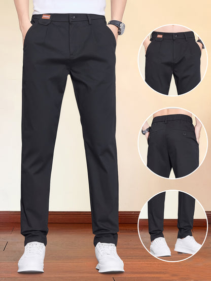 Men's Korean-Style Cotton Blend Casual Trousers for All Seasons