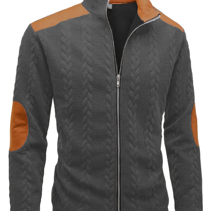 Men'S Light Blue Quilted Zip-Up Jacket - Casual Fall/Winter Outerwear with Stand Collar, Long Sleeves, and Front Pockets, Perfect for Casual Attire, Autumn Winter Apparel | Quilted Texture Jacket | Zippered Jacket