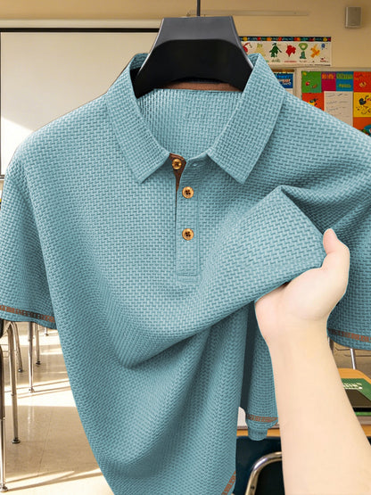 Youth Polo Shirt for Boys, Breathable Summer Top with Geometric Patter