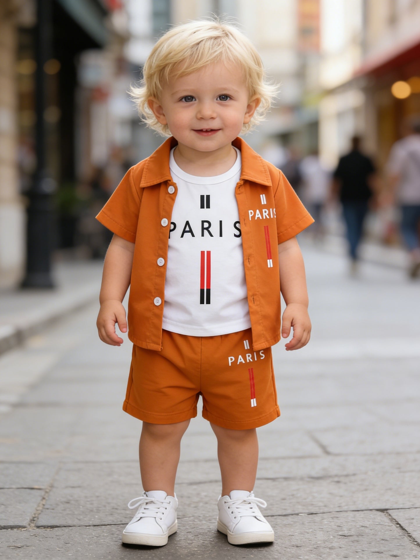 Baby Boy's 3-Piece Spring Summer Set with Paris Print
