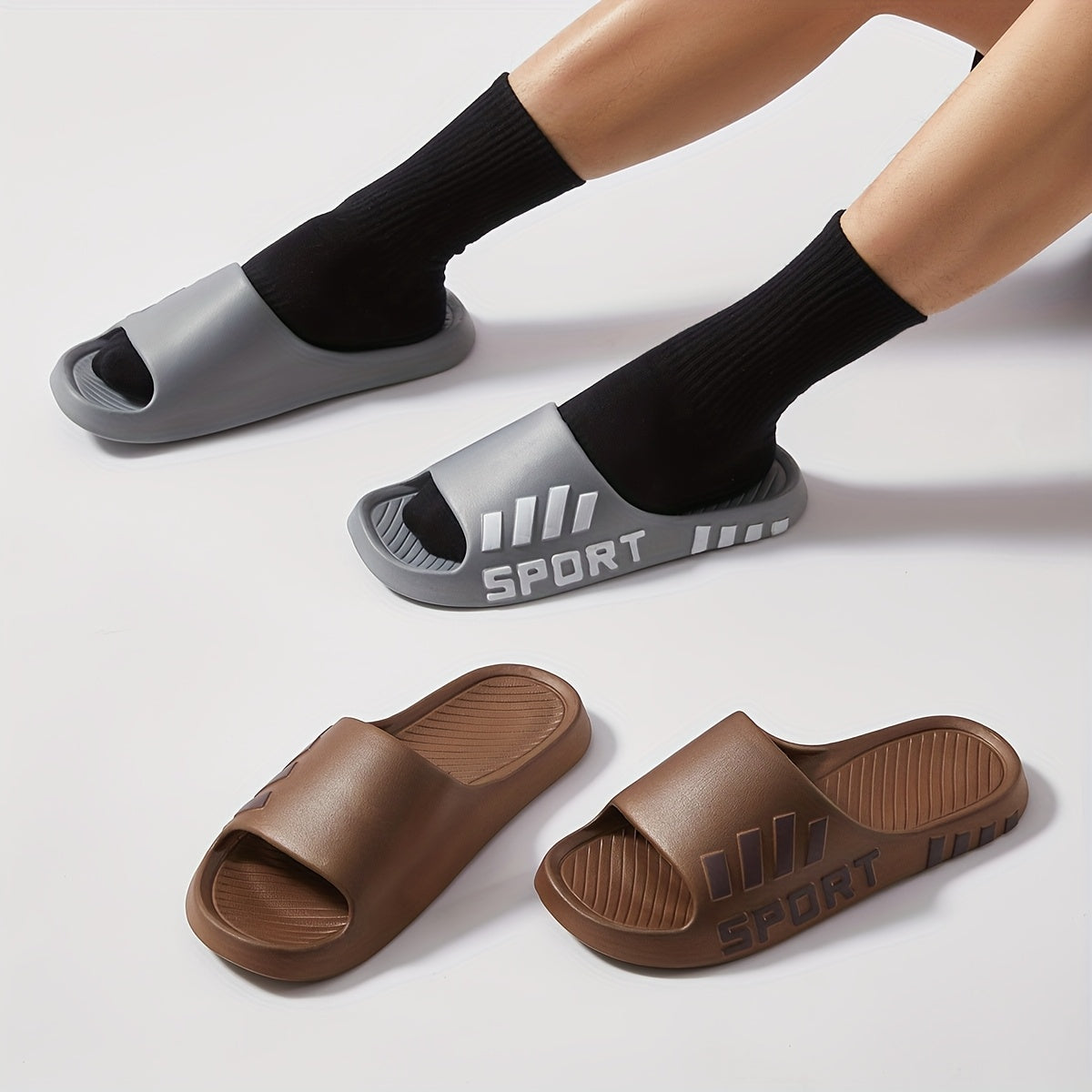 Men'S Stylish Slippers - Non-Slip, Odor-Resistant Summer Beach Sandals | Comfortable EVA Open-Toe Slides, Suitable for Indoor And Outdoor Wear, Summer Sandals - ayq