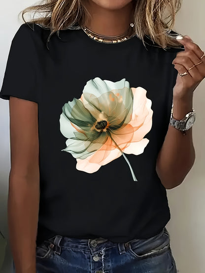 Women’s Floral Casual Short-Sleeve T-Shirt for Summer