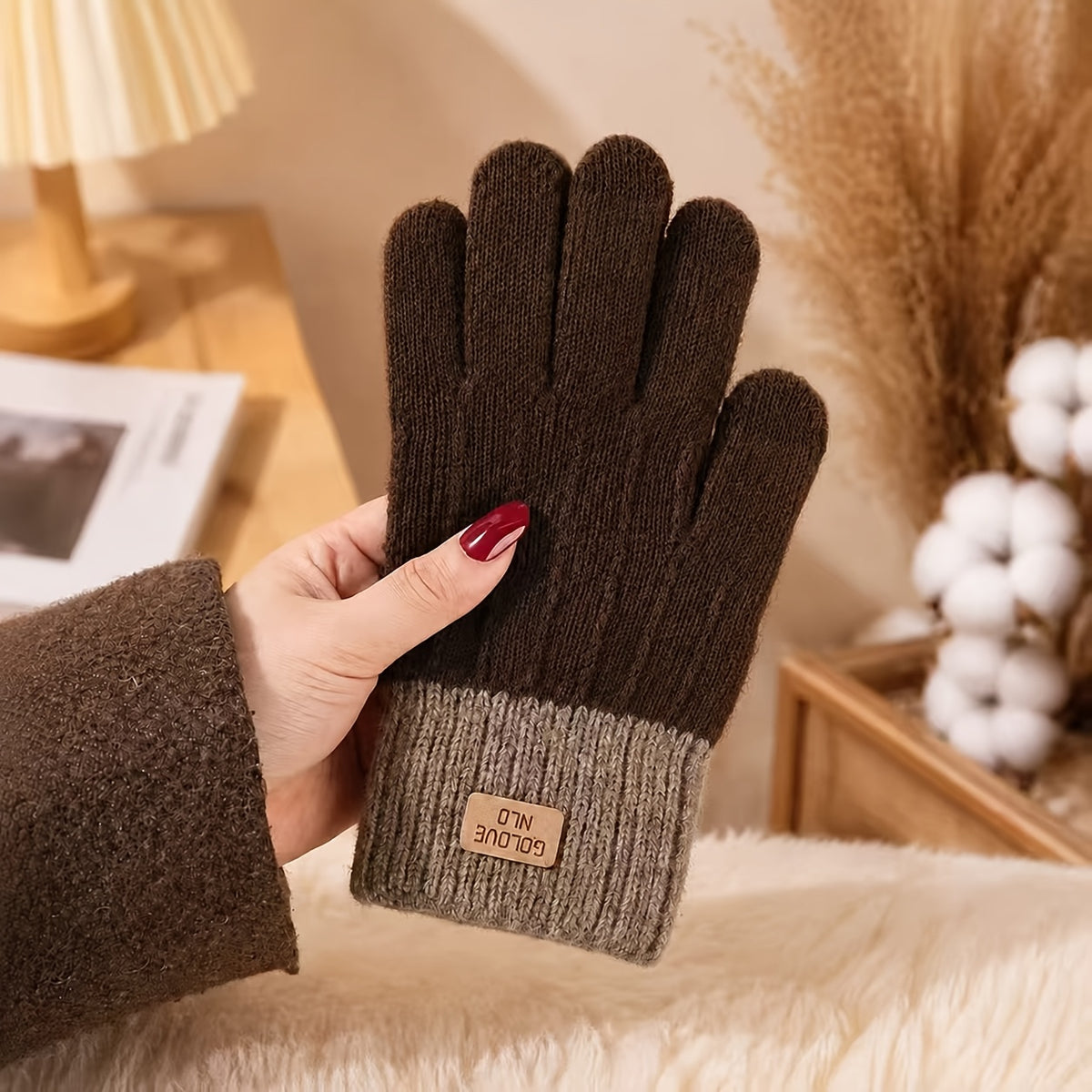 Unisex Winter Touchscreen Gloves, Soft Acrylic Knit, 6 Colors