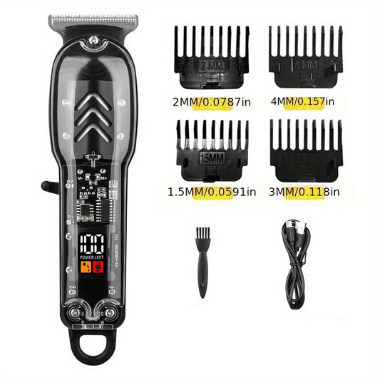 Men's Hair Clipper Professional Transparent Cutting Kit, Vintage Electric Barber Tool for Personal Salon Stylists Use, Perfect Father's Day Gift