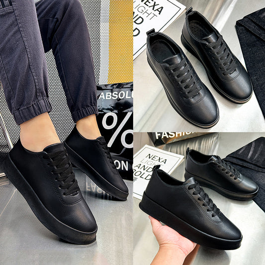 Men's Vintage Lace-Up Business Shoes Comfortable PU Leather - ayq
