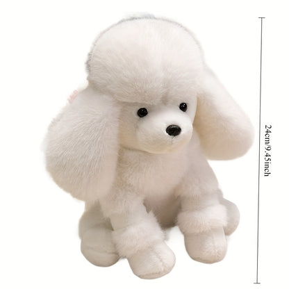 Realistic Poodle Plush Doll - White Poodle Puppy with Fluffy Hair, Paws & Ears, Soft Stuffed Animal for Kids, Collectors, Birthday & Christmas Gifts, Cuddly Companion (No /Easy Care)
