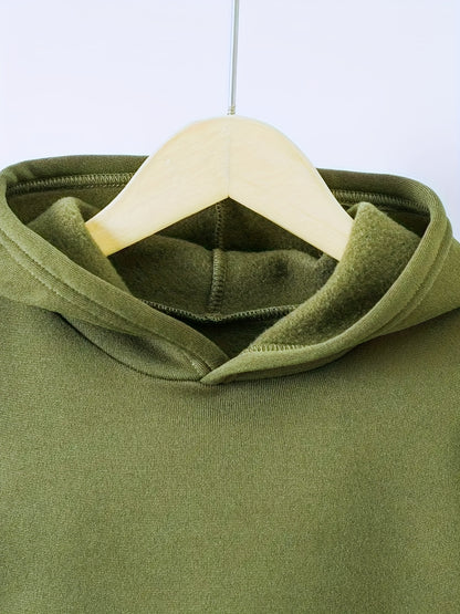 Autumn and Winter Fashion New 'asual Sporty Style Football Print Fleece-Lined Hoodie and Sweatpants Set, Suitable for Outdoor Activities, Casual Wear, Sports Apparel, Trendy Sportswear, Sporty Design, Warm Fabric, Soft Textur