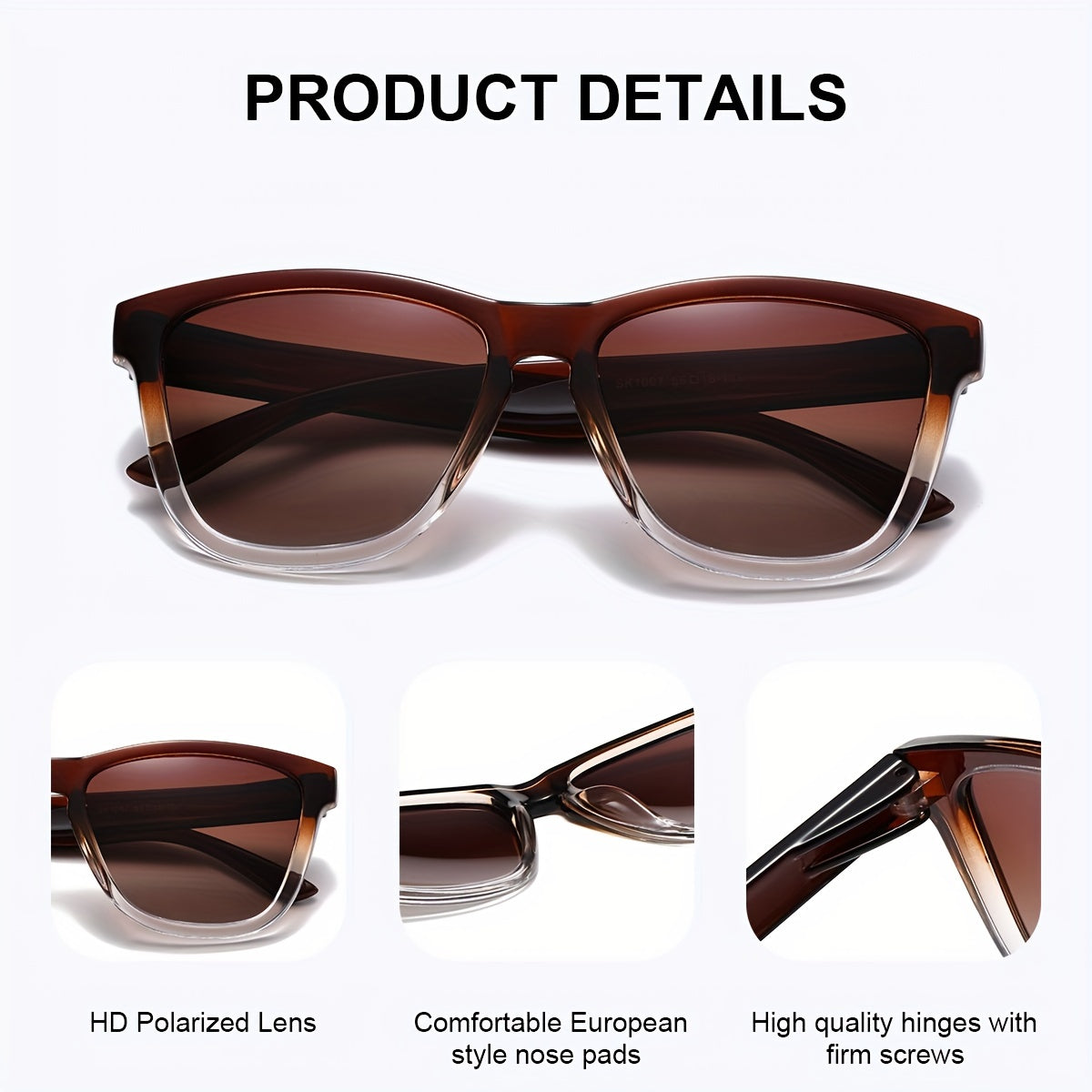 Women’s Lightweight Polarized UV400 Square Sunglasses with PC Frame