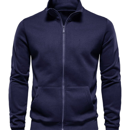 Men'S Lightweight Breathable Zip-Up Jacket - Casual Outdoor Windbreaker with Kangaroo Pocket, Soft Shell Design for Hiking, Fishing, Gym & Streetwear - Spring/Fall Layering Essential, Fishing Attire, Stylish Stand Collar, Dur