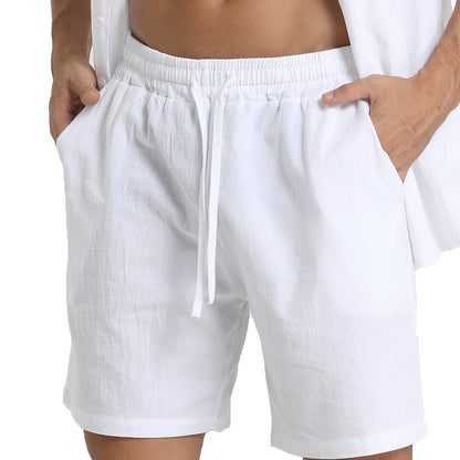 Men's Casual Comfy Cotton Breathable Active Shorts, Chic Drawstring Beach Shorts