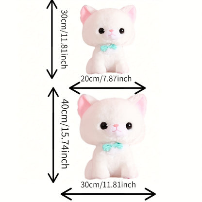 An adorable sitting New Year's cake cat plush toy doll, creative soft and cute cat pillow cat doll birthday creative gift home decoration