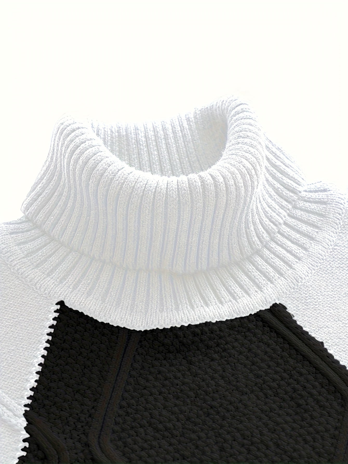 Տղամարդկանց նոր, գունավոր, բարձր օձիքով, երկար թևքերով, ռետրո, քոլեջային ոճի տրիկոտաժե հիմք՝ աշնանային և ձմեռային առօրյա կյանքի համար