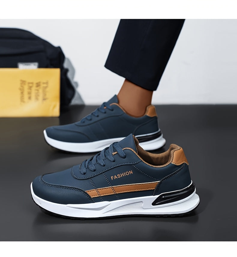 Men'S Breathable Trekking Shoes | Casual Low-Top Lace-up Sneakers, Faux Upper, PVC Sole, Suitable for All Seasons - ayq