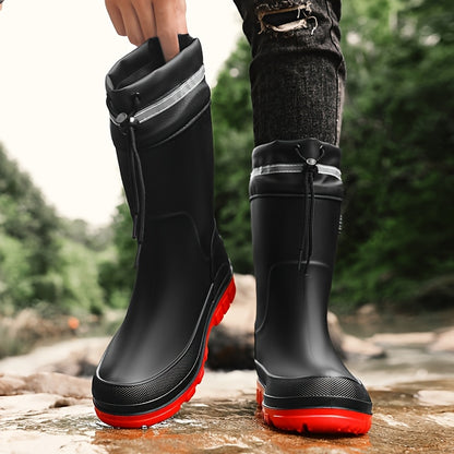 Men's Casual Outdoor Slip-On Rubber Rain Boots for Fall