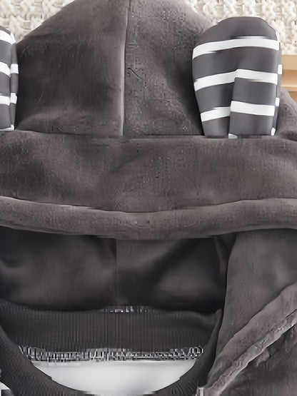 BABICOLOR-ի ձմեռային 3 հատ շան նախշերով գլխարկով բաճկոնի և տաբատի հավաքածու - տաք, ազատ հագուստ, ձմեռային հագուստ առաջին լուսանկարահանումների համար, առօրյա ցուրտ եղանակի վերնազգեստ, իդեալական է բացօթյա օգտագործման համար