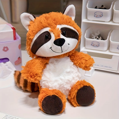 TINICOOCAT 25cm/9.84inch Kawaii Stuffed Animal Toys - Soft Plush Raccoon, Sloth, Red Panda & Fox Dolls with Cute Expressions, Jungle Animal Design, Light Brown/Deep Gray/Orange, Perfect Birthday Christmas Gift for Youngsters,