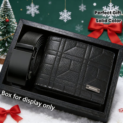 2pcs of Men'S Wallets + Men'S Belt, Stylish And Casual Business Elegant Versatile Men'S Wallet, Suitable for Daily Use, a Gift for Fathers on Christmas And Valentine'S Day, a Must-Have for Trendy Men, No Gift Box Included