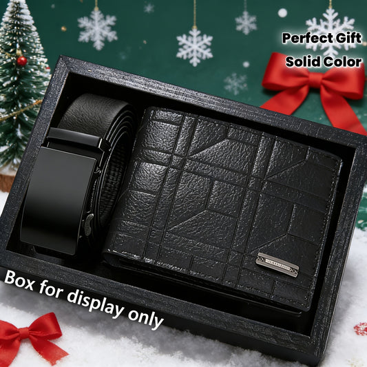 2pcs of Men'S Wallets + Men'S Belt, Stylish And Casual Business Elegant Versatile Men'S Wallet, Suitable for Daily Use, a Gift for Fathers on Christmas And Valentine'S Day, a Must-Have for Trendy Men, No Gift Box Included