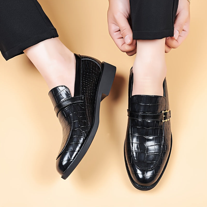 Men's Business Casual Oxford Shoes with Crocodile Pattern