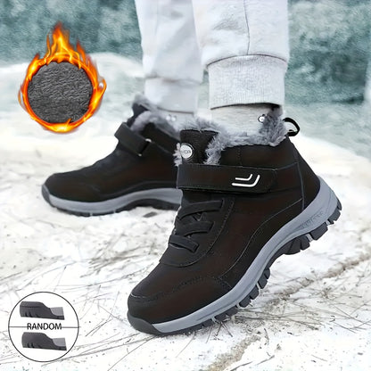 's & 's Winter Warm Ankle Boots with Lace-Up & Buckle Closure, Traction Tread Sole, Round Toe -like Upper - All-Terrain Ice/Snow Boots for, Outdoor, Daily Cold Weather (Unisex, Dark Grey/Brown)