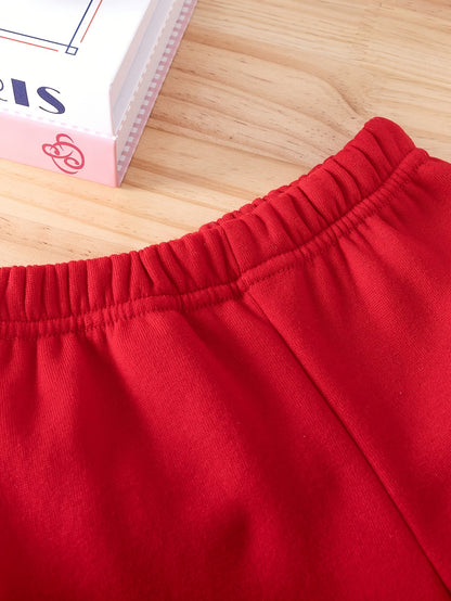 Նորաձև հարմարավետ կարմիր միագույն երկար թևքերով, գլխարկով, ֆլանելային սվիտեր + առօրյա սպորտային տաբատ՝ աշուն/ձմեռ, Սուրբ Վալենտինի օր և Նոր տարվա համար, վերնաշապիկ, ձմեռային հագուստ, տոնական հանդերձանք, ոճային հագուստ, տաք վերնաշապիկ, փափուկ ֆլանելային F