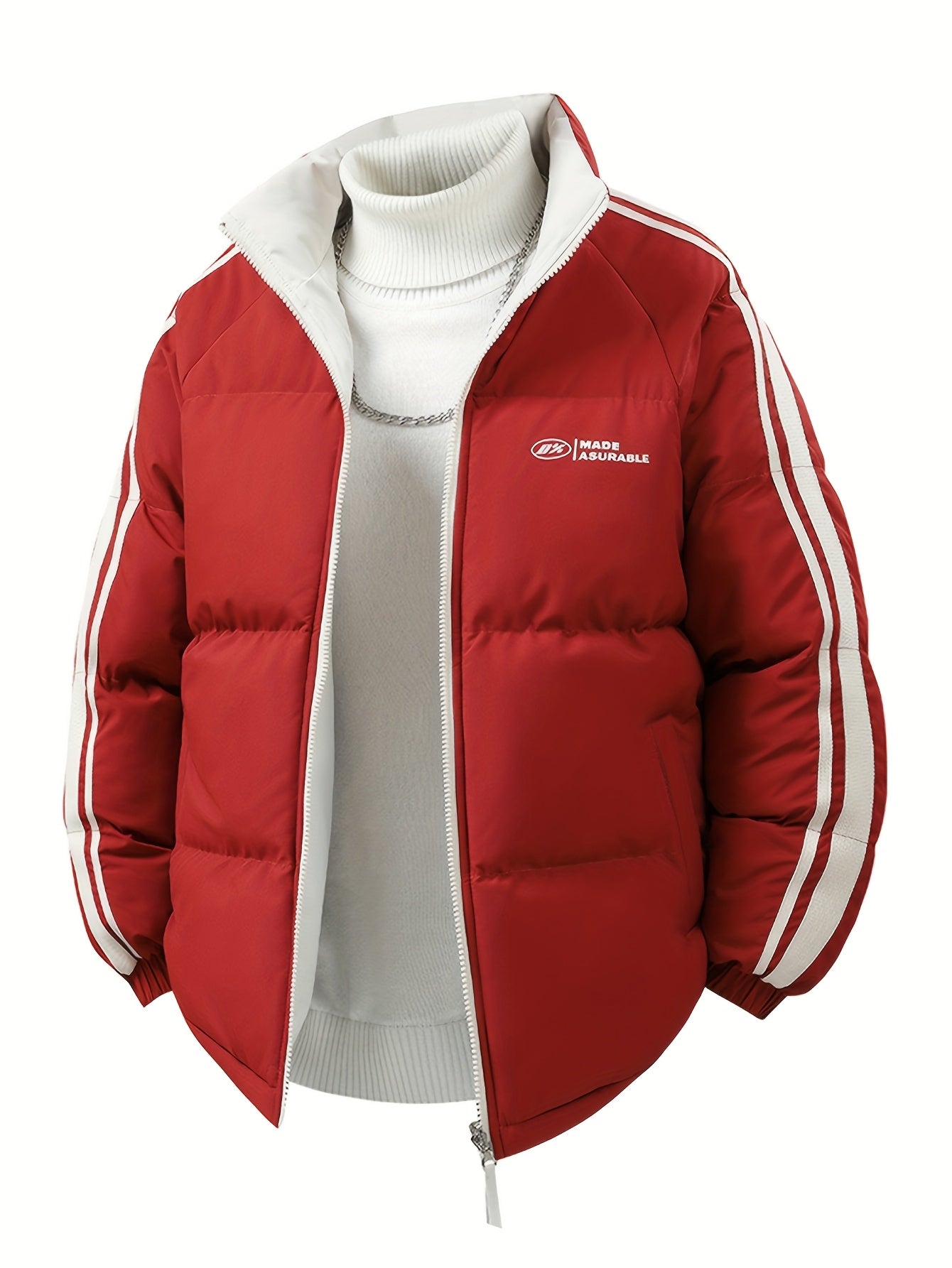 Men'S Heavy-Duty Thermal Jacket - Double-Sided Winter Coat with Full-Zip Closure, Soft Non-Stretch Fabric, Stand Collar - Cold Weather Outerwear for Office, Commuting, Thick, Outdoor - Easy-care Polyester Jacket, Winter Jacke